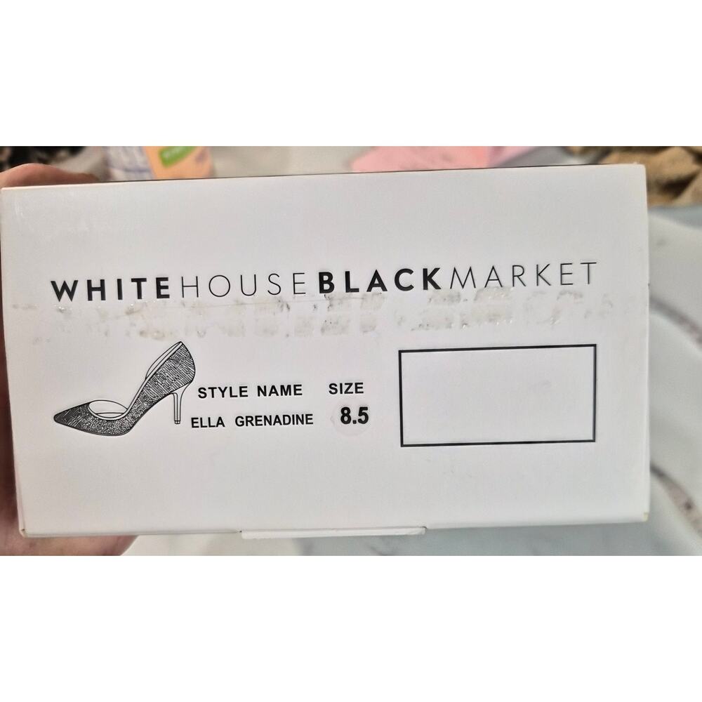 WHBM Ella Grenadine Burgandy Sparkle Heels Black Beading 8.5M Dark Romance Glam - Picture 8 of 8